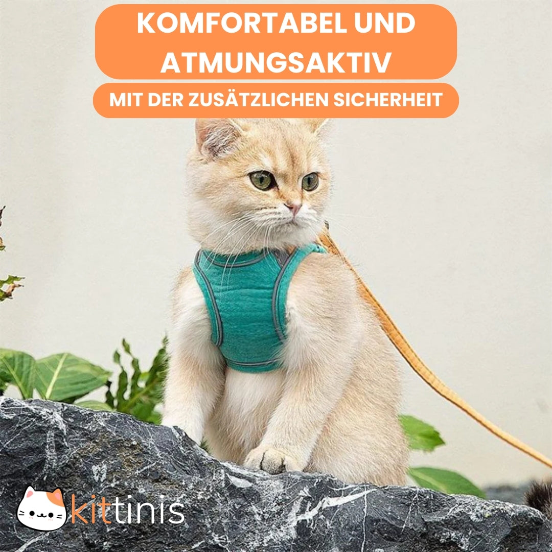 KITTINIS™️ CatGuard® - atmungsaktives Katzengeschirr + Leine "PRO"