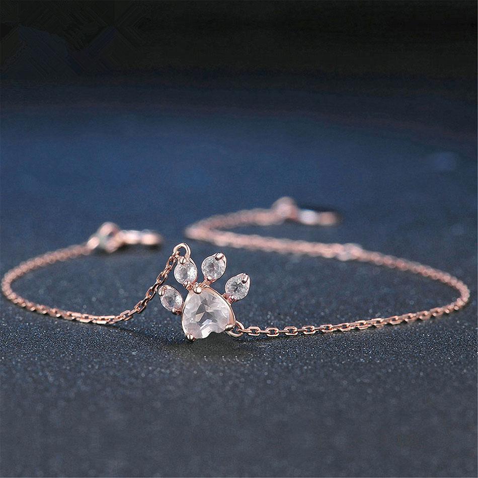 Armband Pfote Rosenquarz