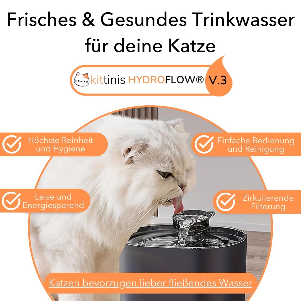 KITTINIS™️ HydroFlow® V.3. - Premium Trinkbrunnen mit HydroFlow®-Filtertechnologie (BPA frei)