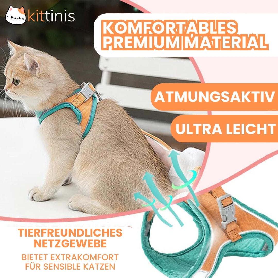 KITTINIS™️ CatGuard® - atmungsaktives Katzengeschirr + Leine "PRO"