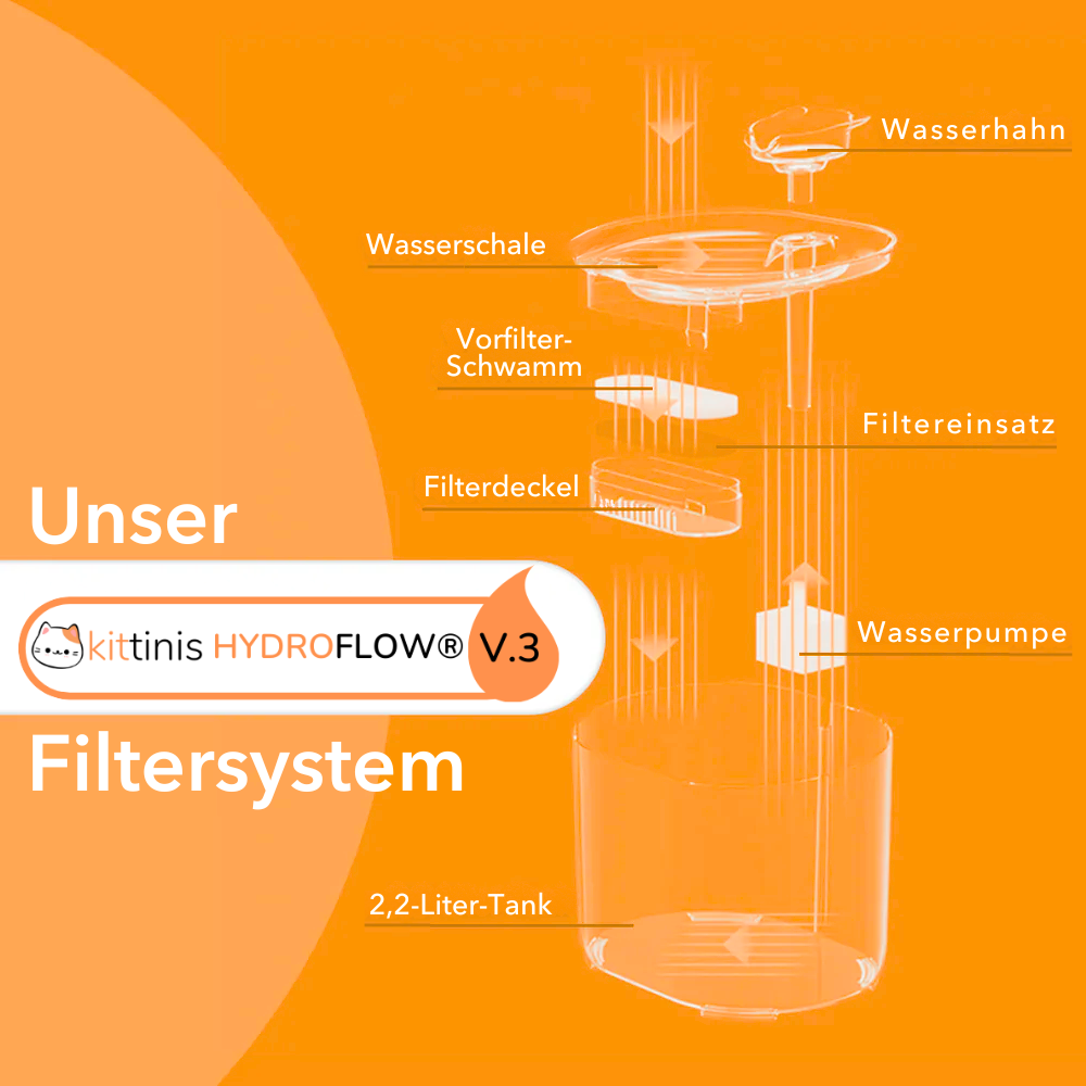 KITTINIS™️ HydroFlow® V.3. - Premium Trinkbrunnen mit HydroFlow®-Filtertechnologie (BPA frei)