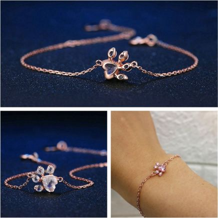 Armband Pfote Rosenquarz