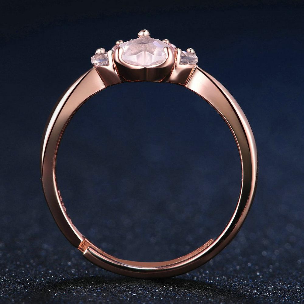 Katzenpfote Rosenquarz Sterling-Silber Ring für Katzenliebhaber